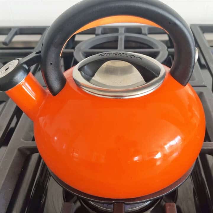 Boiling water in a kettle.