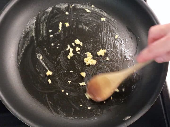 Cooking the garlic.