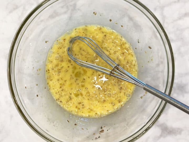 Egg mixture in a bowl.