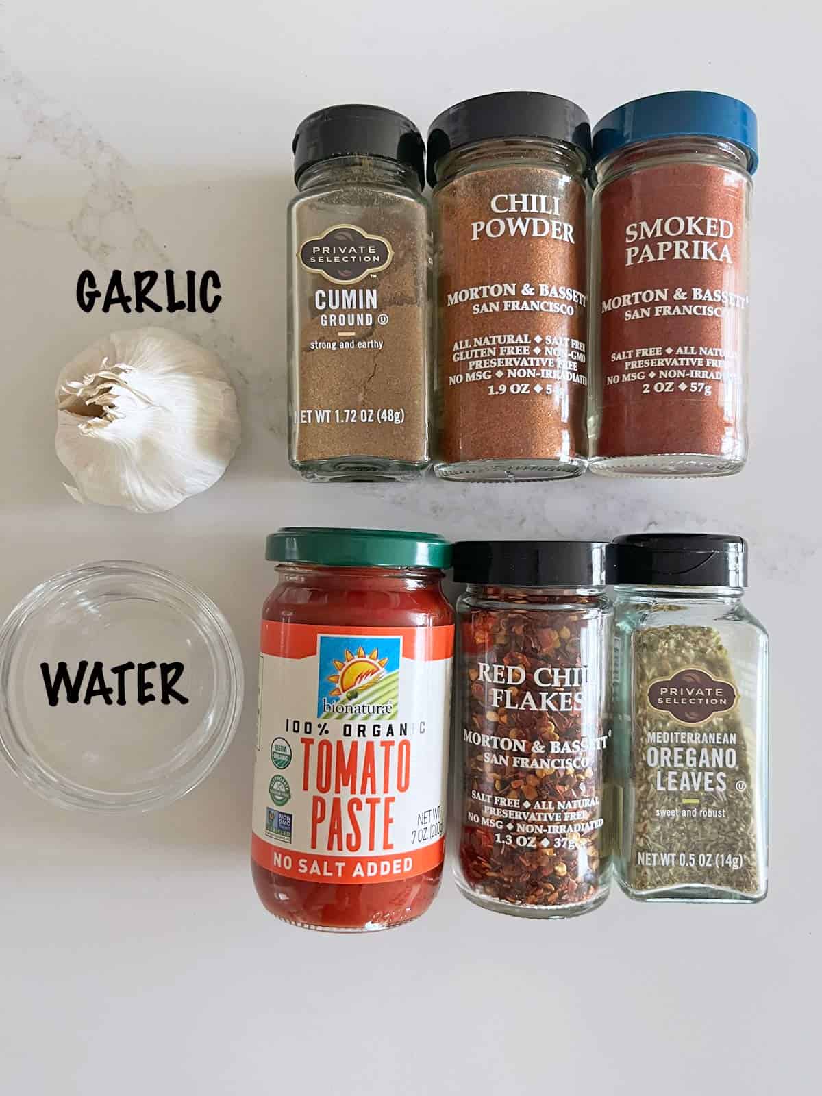 The ingredients needed to make a leftover turkey chili seasoning mix.