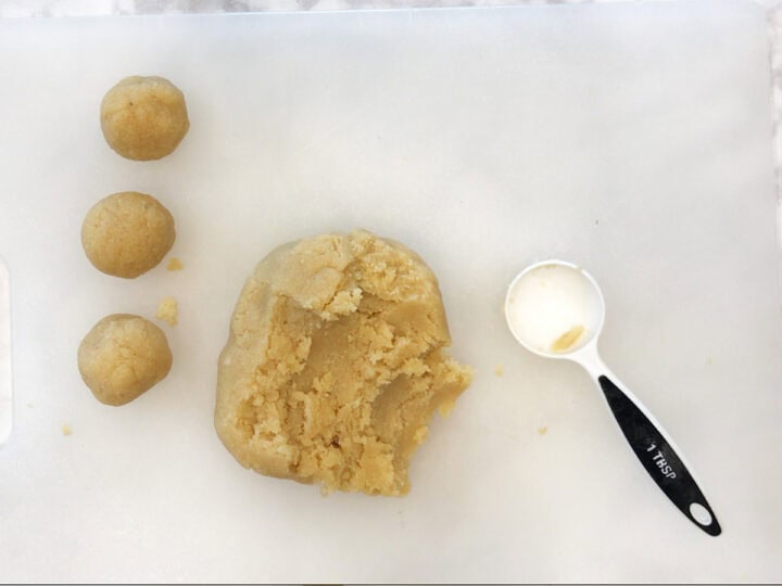 Shaping the dough into balls.