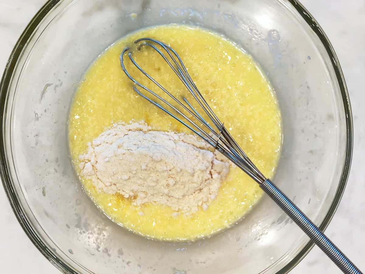 Adding coconut flour.