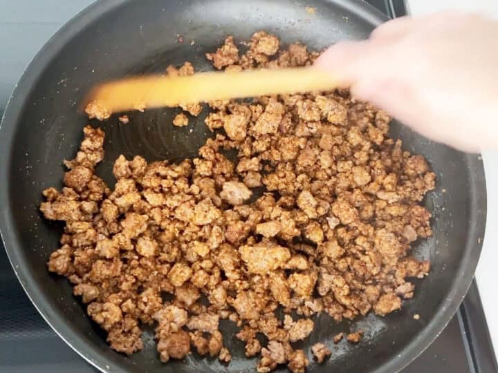 Taco seasoning was added to the ground beef.