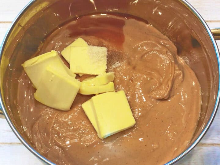 The fudge ingredients were added to a saucepan.