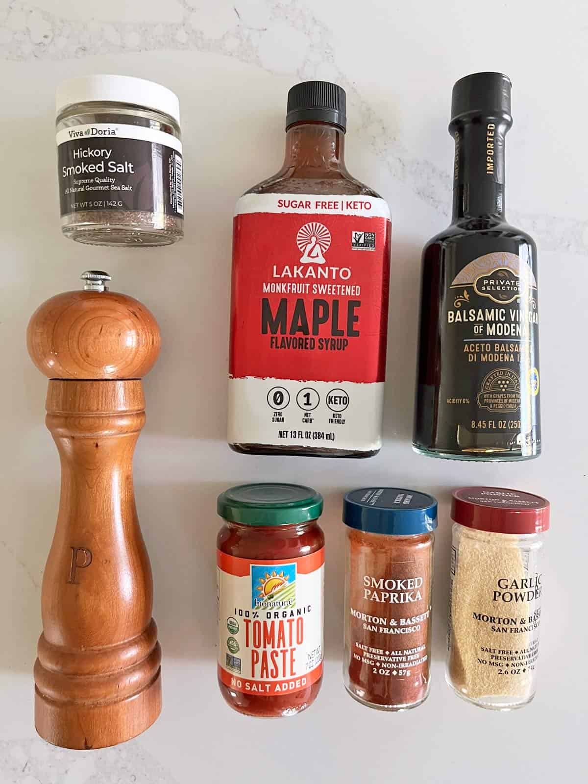 The ingredients needed to make the BBQ sauce for oven baked ribs.