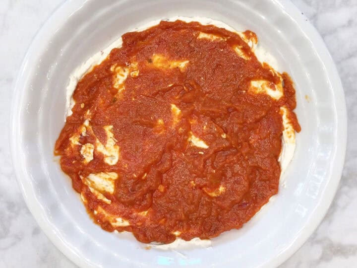 Pizza sauce was added.