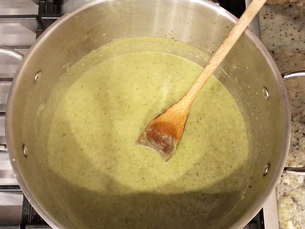 Heavy cream and parmesan were added to the soup.