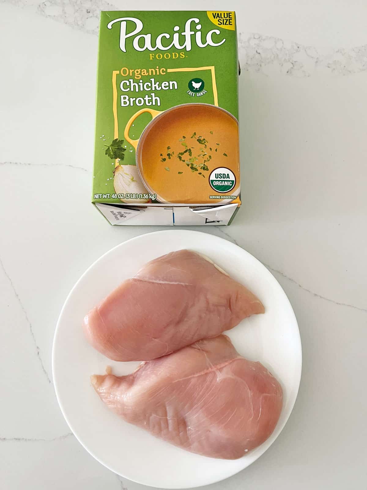 The ingredients needed to poach chicken.