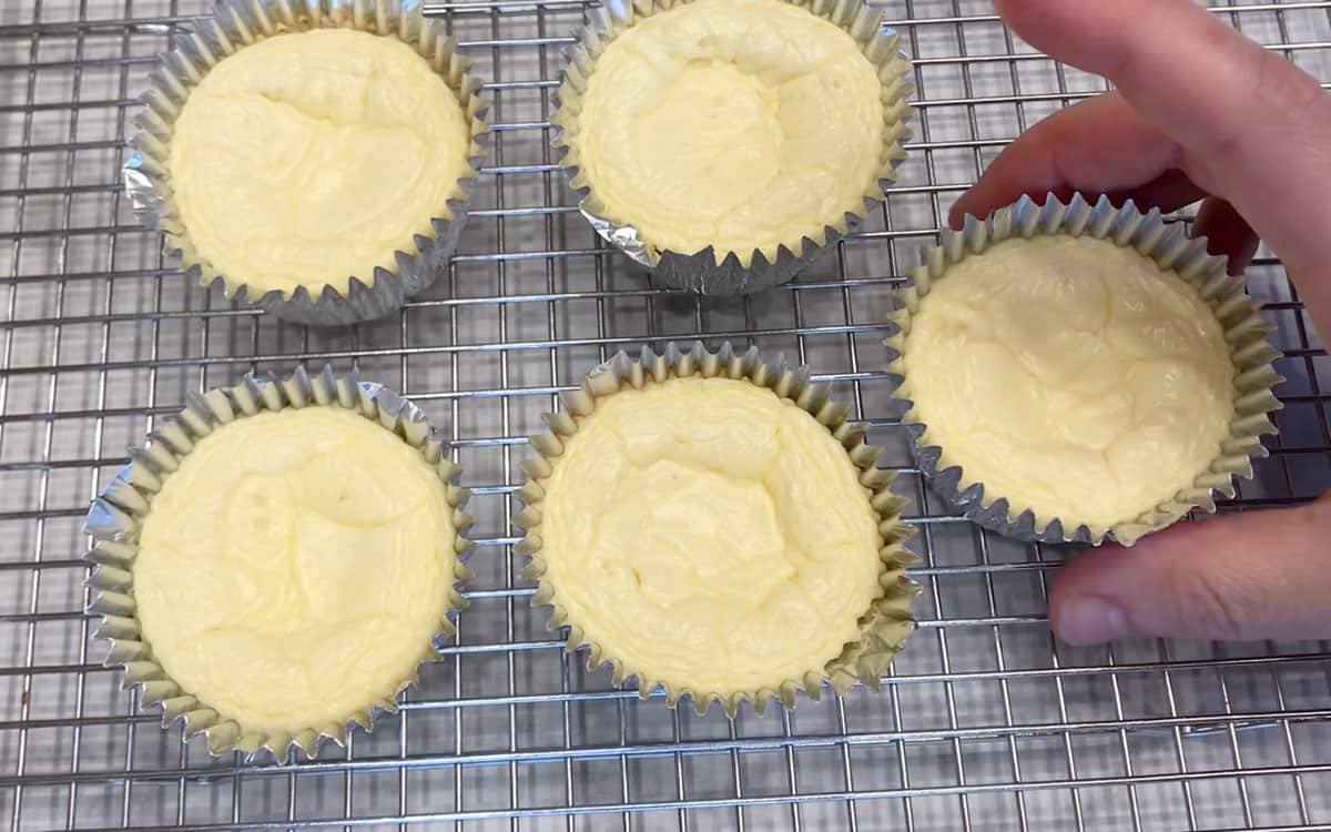 Cooling the cakes on a rack.