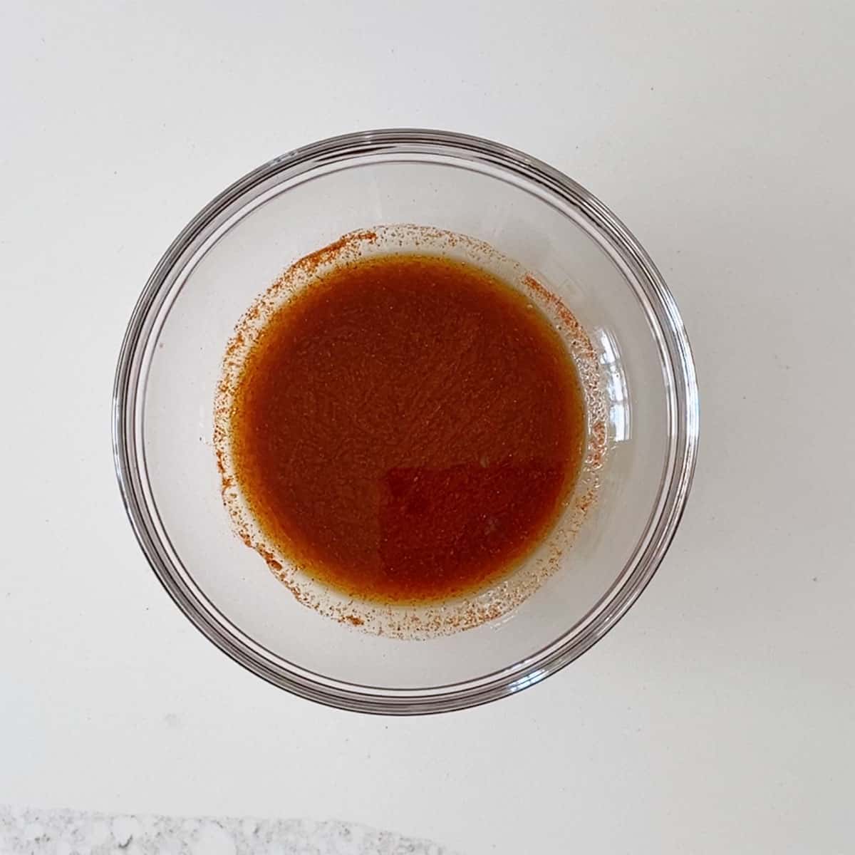 The marinade was mixed in a bowl.