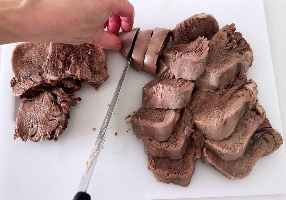 Slicing the tongue.