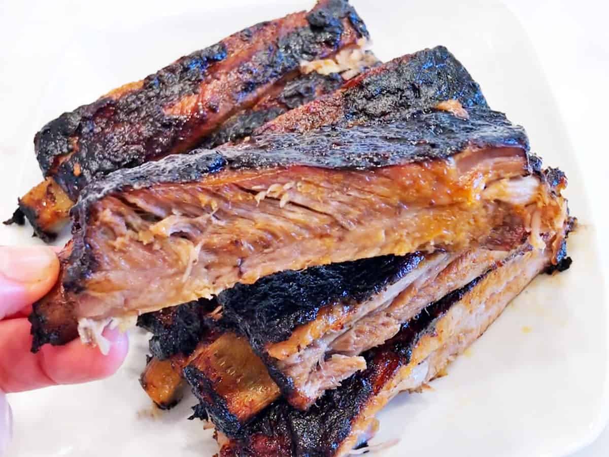 The ribs are served.