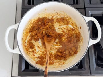 Aromatics were added to the onions in the stockpot.
