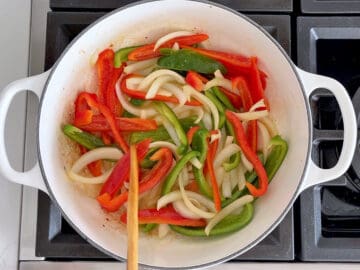 Cooking the veggies.