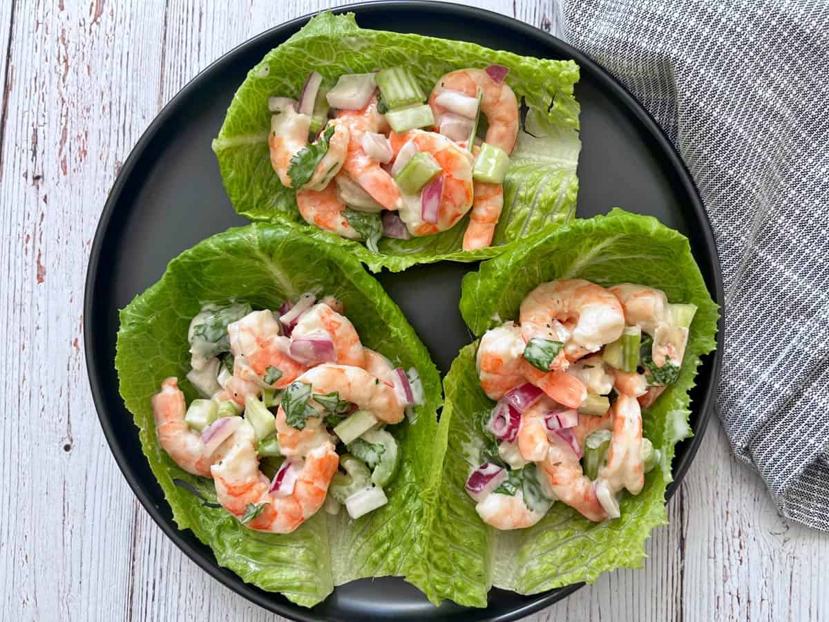 Shrimp salad is served in lettuce cups.