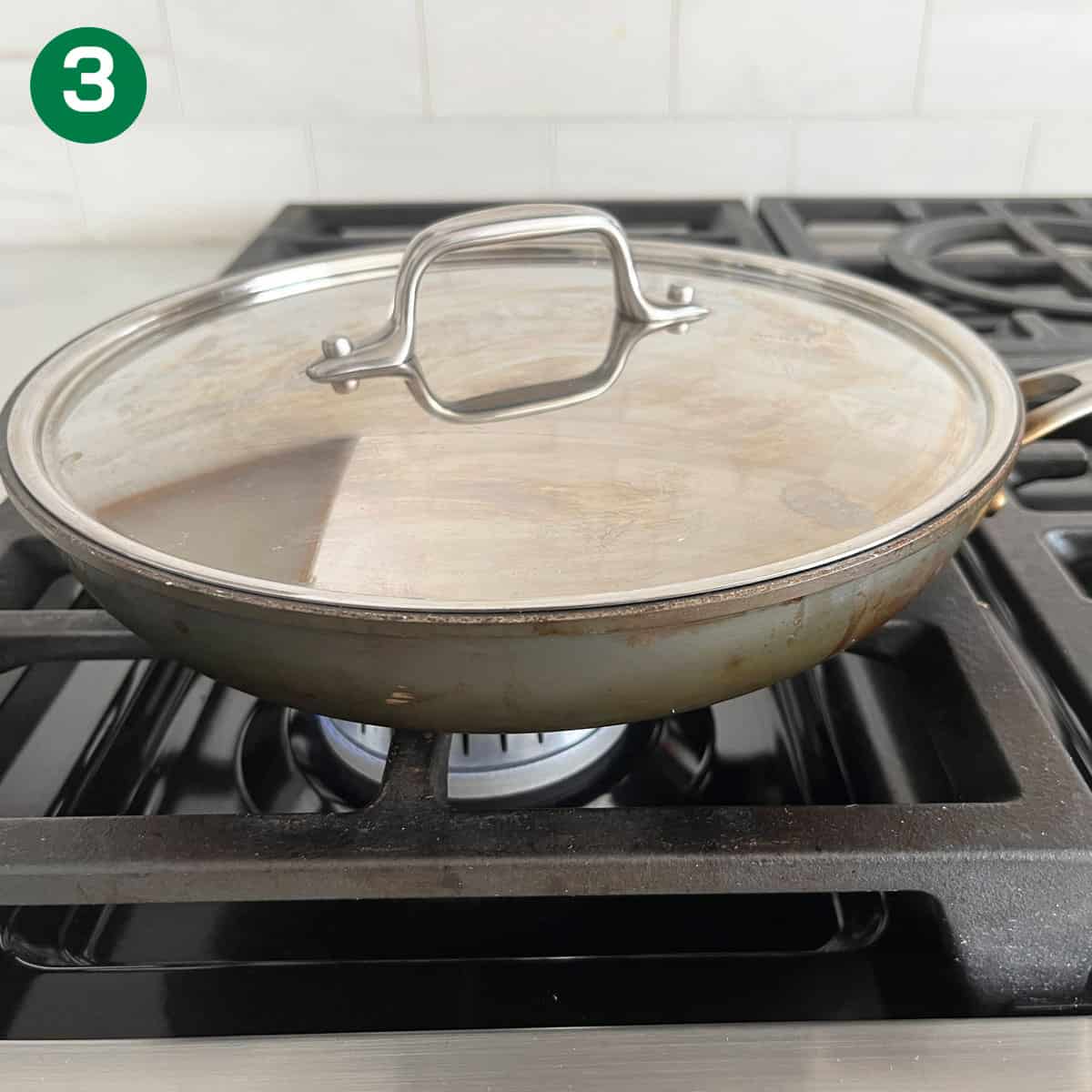 The skillet was covered.