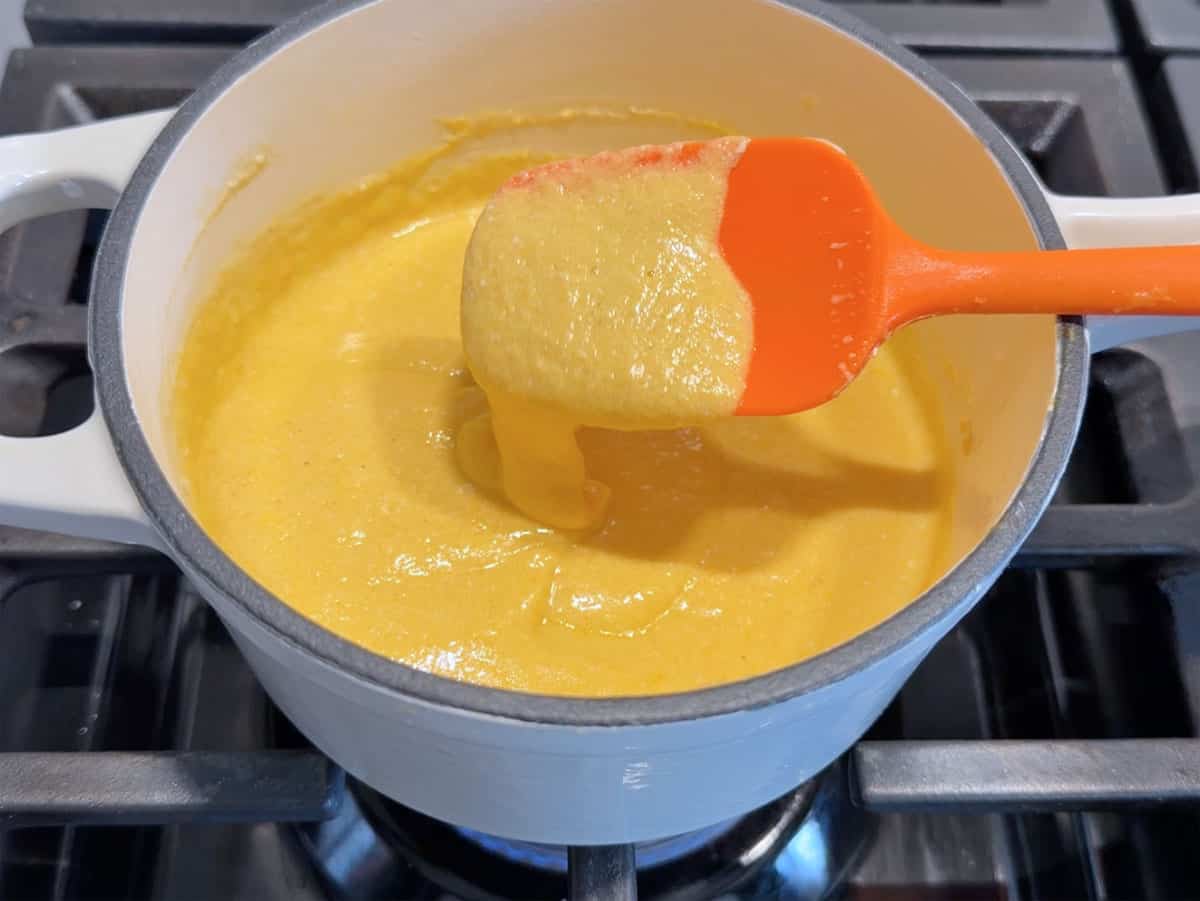 Sauce made with half-and-half is grainy.