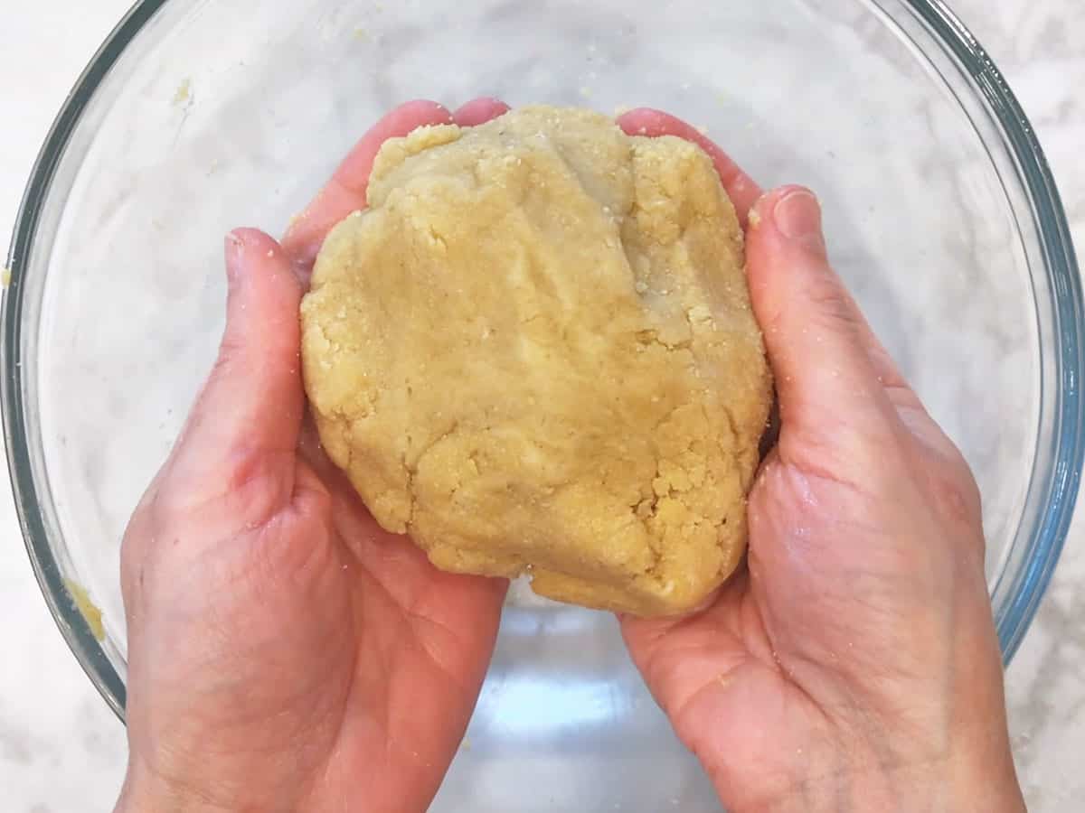 Dough ball for making an almond flour pizza crust.