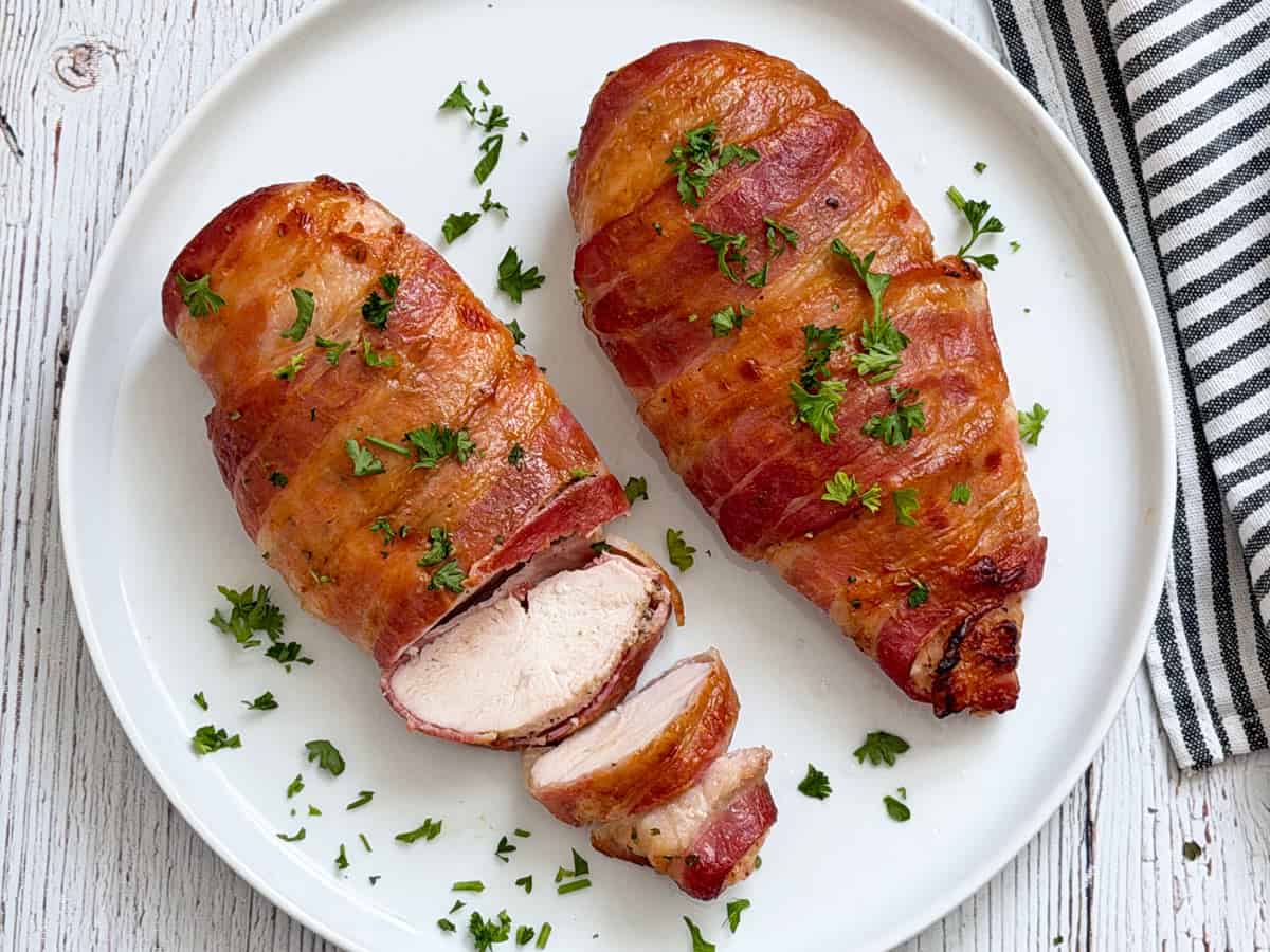 Bacon Wrapped Chicken Breast with Honey-Mustard Glaze
