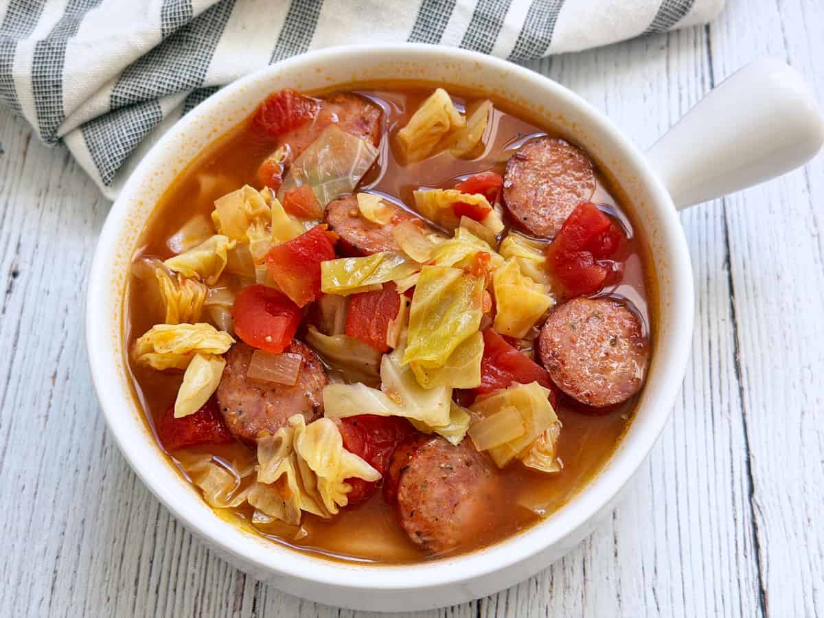 Cabbage soup is served.