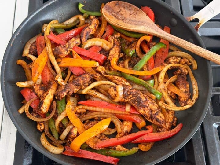 The veggies were added back to the skillet.