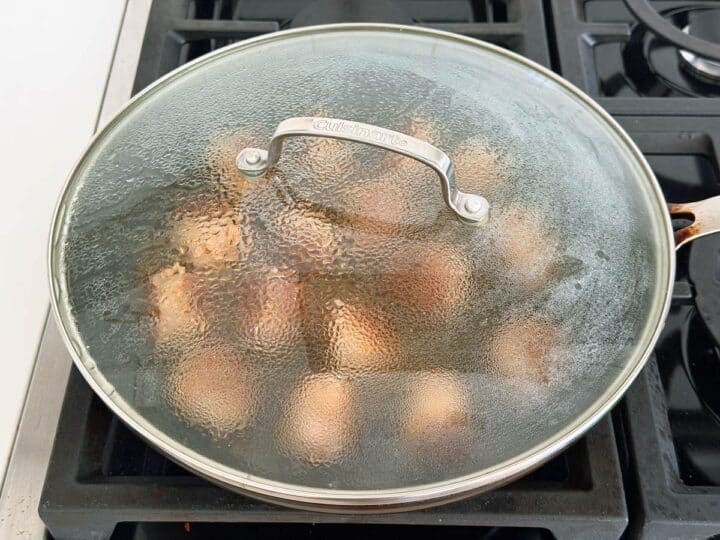 The skillet was covered with a lid.
